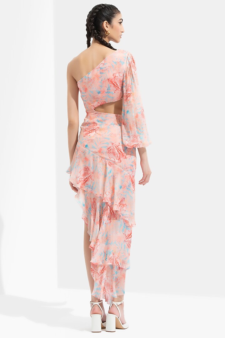 Peachish Nude Printed One-Shoulder Vacation Dress by Mandira Wirk - Resort at Pernia's Pop Up Shop
