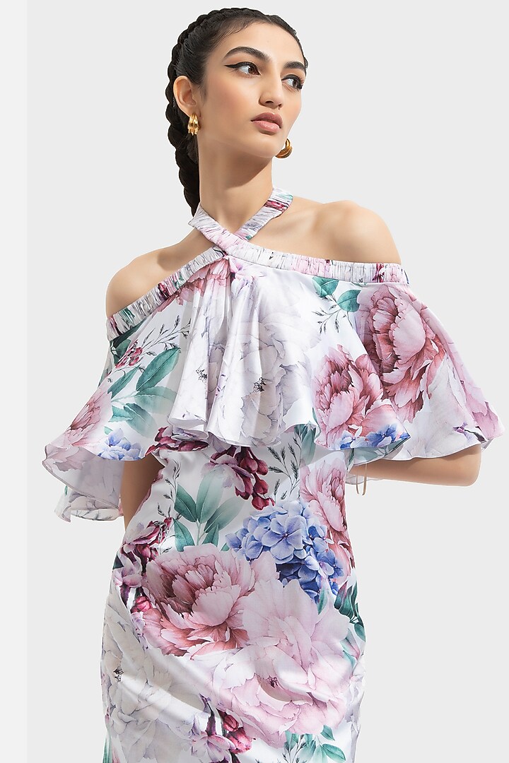 Iris White Printed Off-Shoulder Vacation Dress by Mandira Wirk - Resort at Pernia's Pop Up Shop