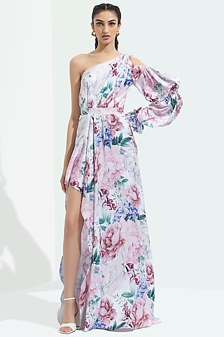 floral western dress for women party wear Floral Rayon Knee-Length Dress in Blue and Green