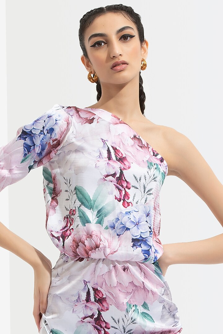 Iris White Printed One-Shoulder Vacation Dress by Mandira Wirk - Resort at Pernia's Pop Up Shop