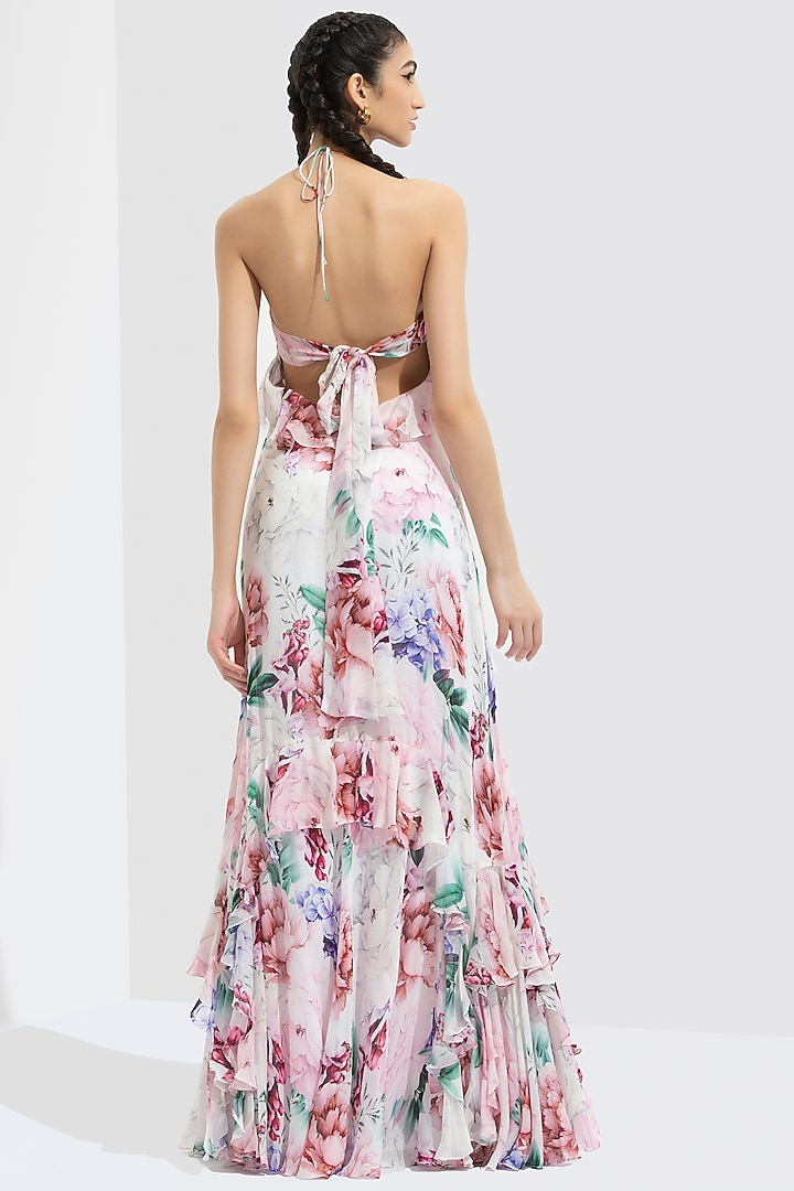 Iris White Printed Layered Maxi Vacation Dress by Mandira Wirk - Resort at Pernia's Pop Up Shop
