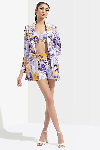 Lavender Floral Printed Co-Ord Set by Mandira Wirk - Resort