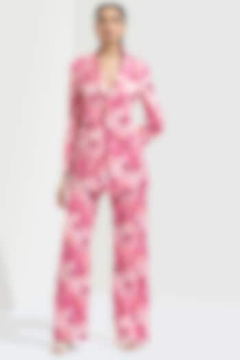 Light Rose Printed Bootleg Pant Set by Mandira Wirk at Pernia's Pop Up Shop