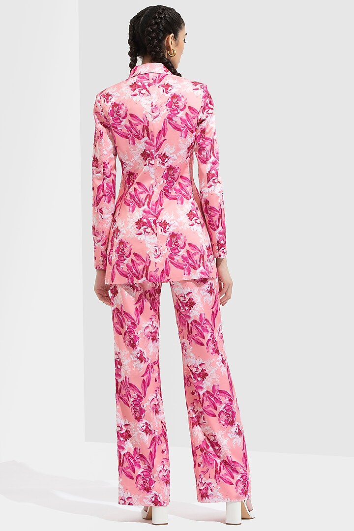 Light Rose Printed Bootleg Pant Set by Mandira Wirk - Resort at Pernia's Pop Up Shop