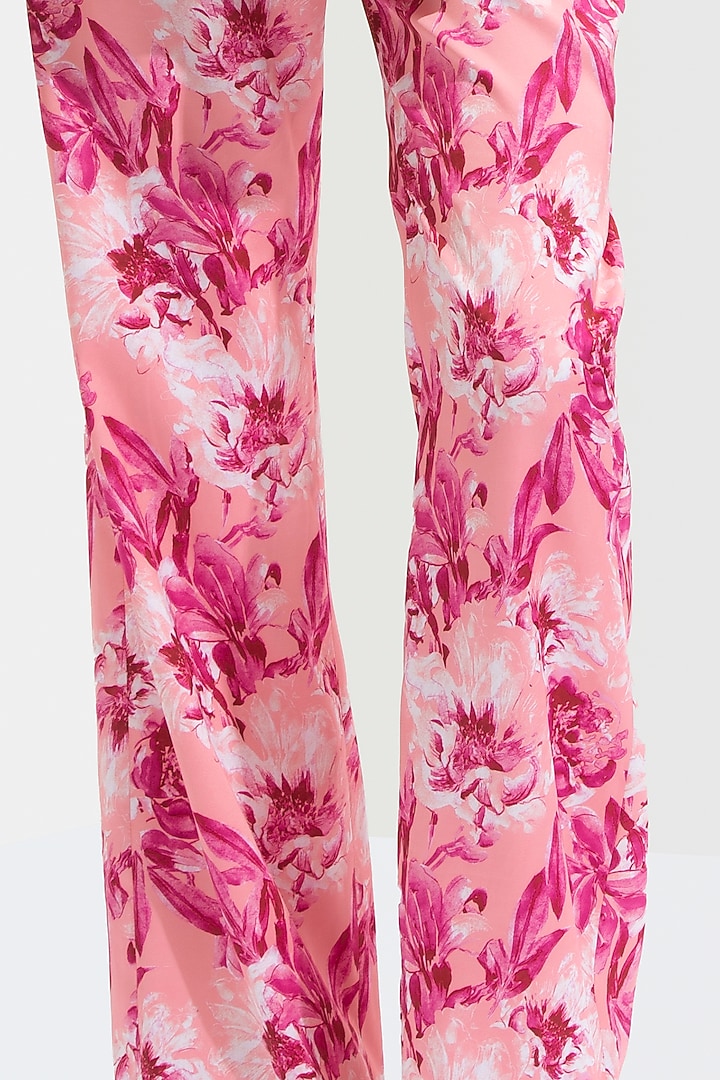 Light Rose Printed Bootleg Pant Set by Mandira Wirk - Resort at Pernia's Pop Up Shop