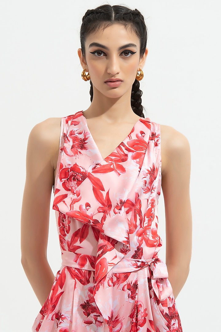 Light Rose Printed Jumpsuit by Mandira Wirk - Resort at Pernia's Pop Up Shop