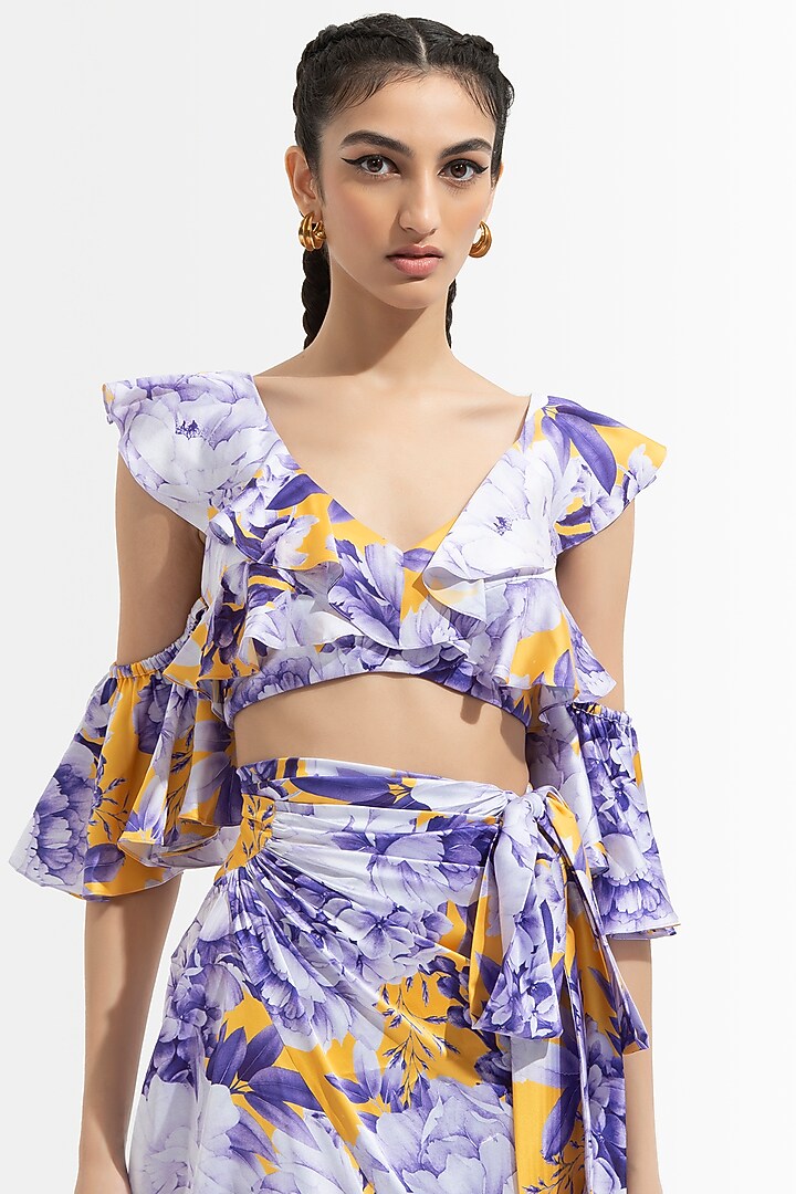 Multi Colored Printed Wrap Skirt Set by Mandira Wirk - Resort at Pernia's Pop Up Shop