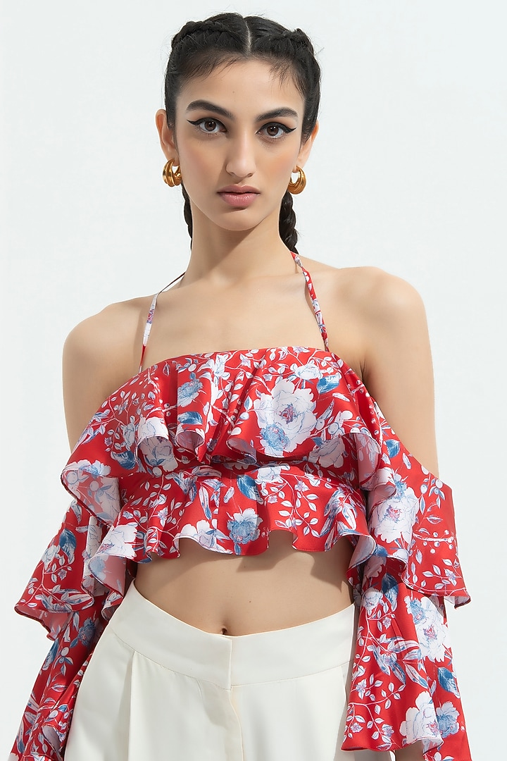 Electric Red & Ivory Pant Set by Mandira Wirk - Resort at Pernia's Pop Up Shop