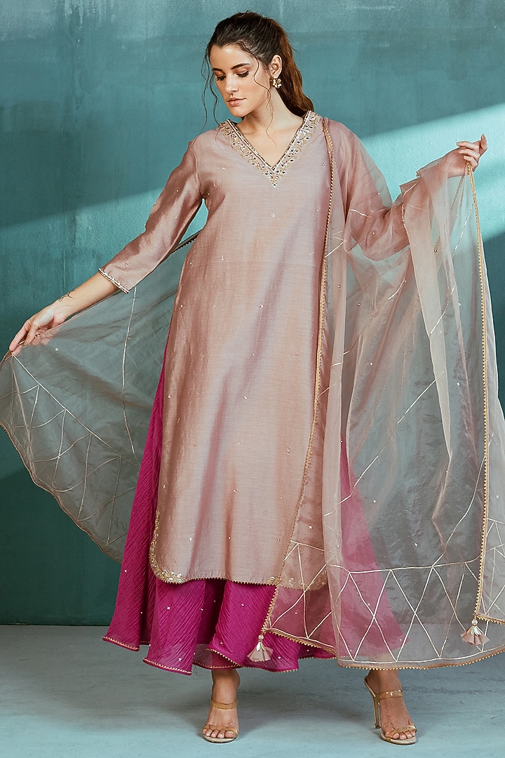 Purple Embroidered Wedding Sharara Set by Mandira Wirk - Indian at Pernia's Pop Up Shop