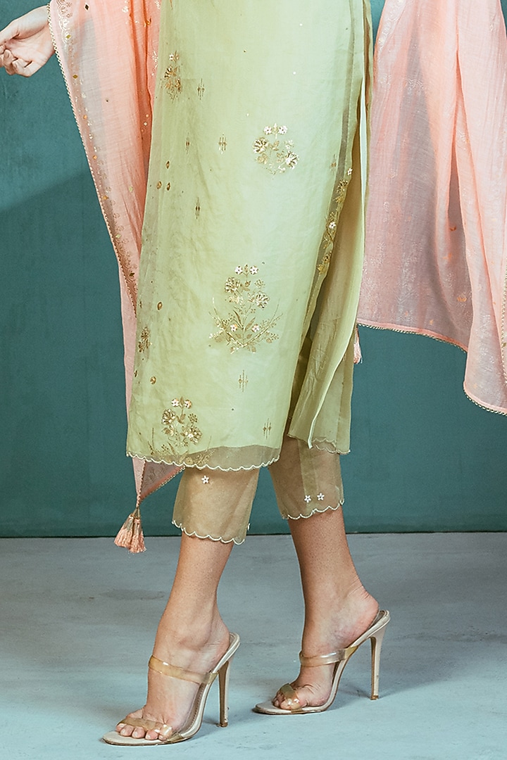 Mint Green Embroidered Kurta Set by Mandira Wirk - Indian at Pernia's Pop Up Shop