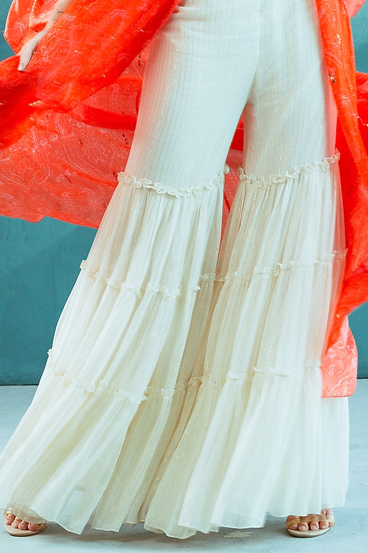 Orange Embroidered Cape Set by Mandira Wirk - Indian at Pernia's Pop Up Shop