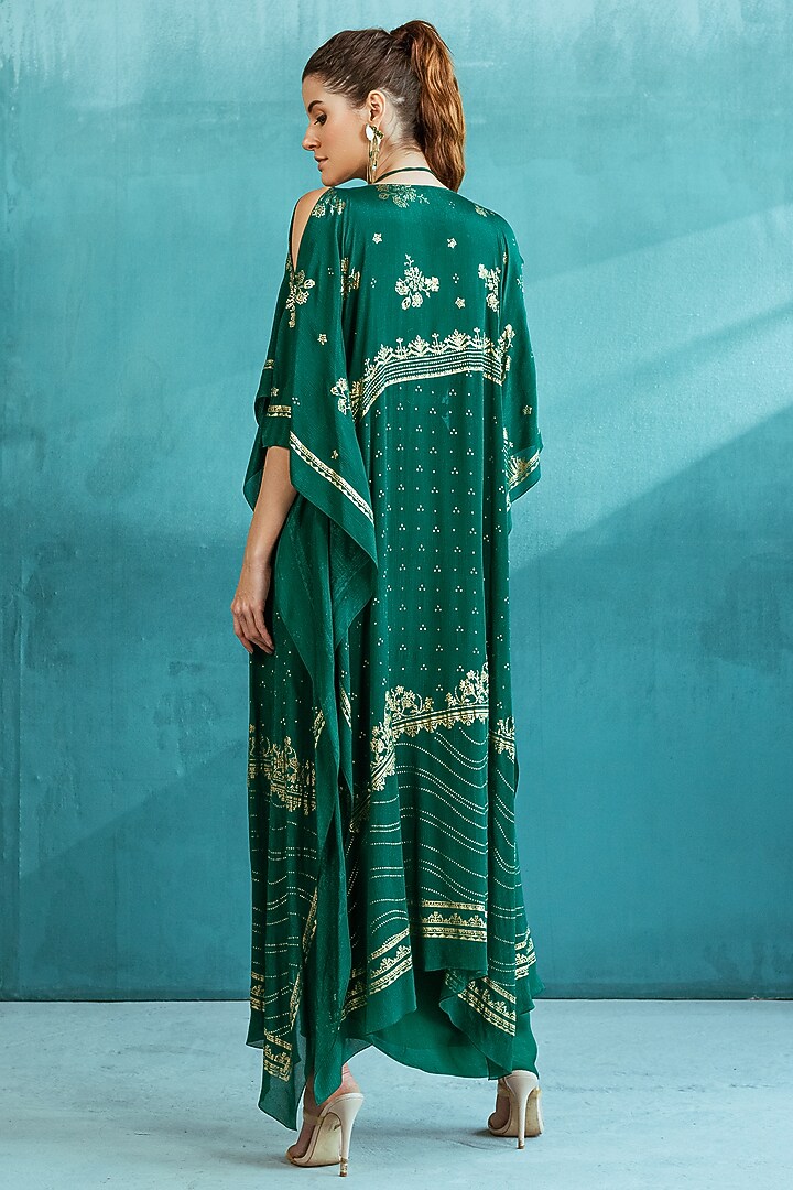 Emerald Green Printed Cape Set by Mandira Wirk - Indian at Pernia's Pop Up Shop