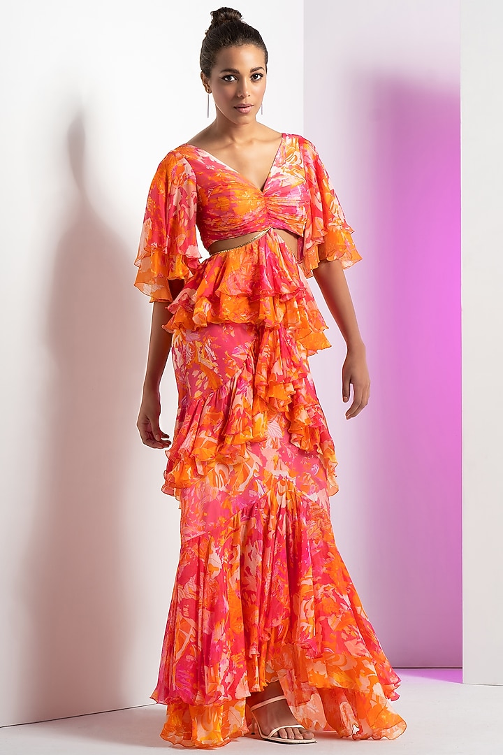Pink Chiffon Cocktail Dress by Mandira Wirk - Resort at Pernia's Pop Up Shop
