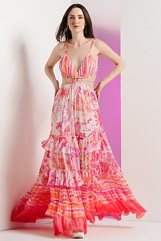 Pink Chiffon Dress by Mandira Wirk - Resort