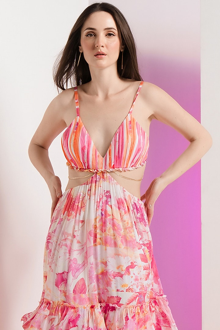Pink Chiffon Cocktail Dress by Mandira Wirk - Resort at Pernia's Pop Up Shop