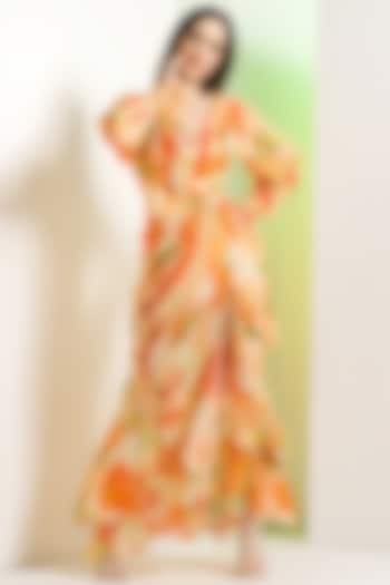 Orange Chiffon Dress by Mandira Wirk