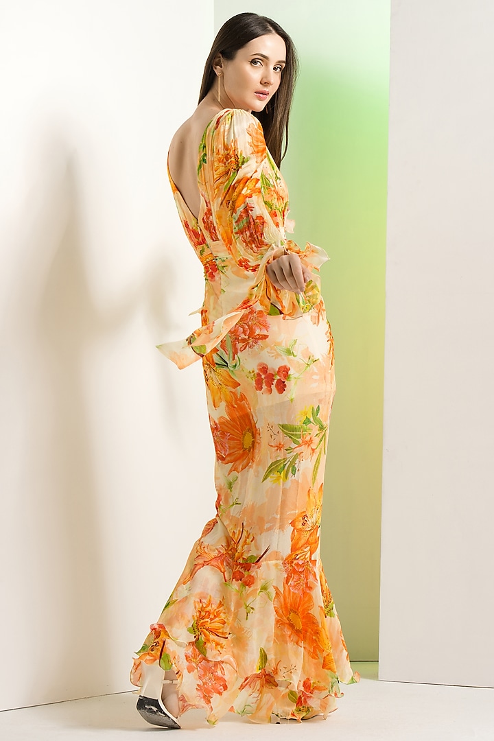 Orange Chiffon Cocktail Dress by Mandira Wirk - Resort at Pernia's Pop Up Shop