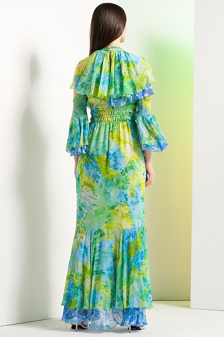 Multi-Colored Chiffon Fish-Cut Cocktail Dress by Mandira Wirk - Resort at Pernia's Pop Up Shop