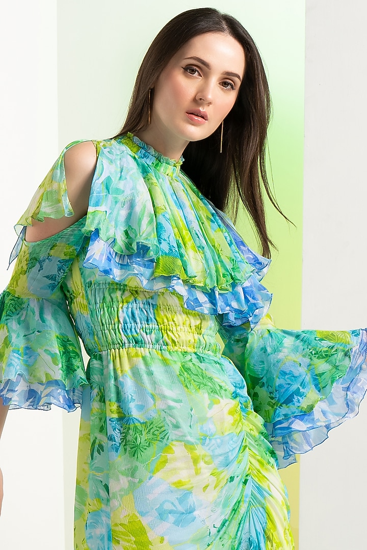Multi-Colored Chiffon Fish-Cut Cocktail Dress by Mandira Wirk - Resort at Pernia's Pop Up Shop