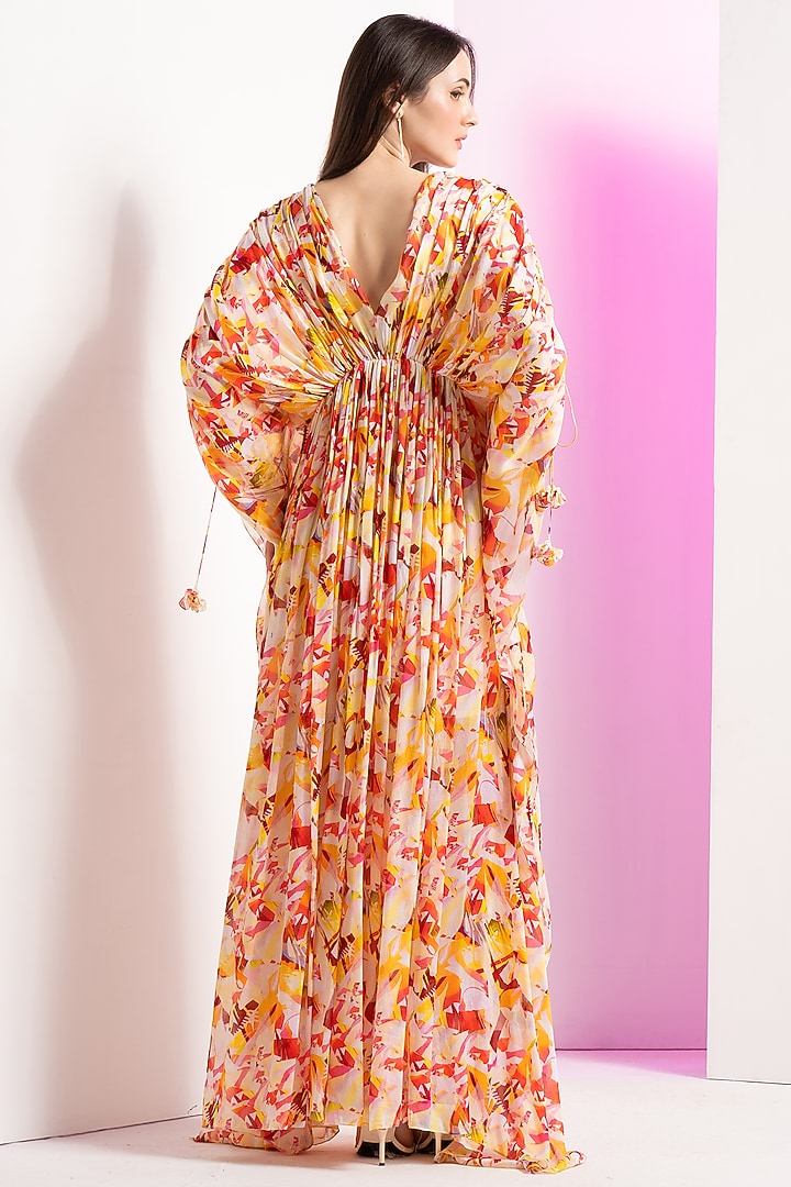 Yellow Chiffon Kaftan Dress by Mandira Wirk - Resort at Pernia's Pop Up Shop
