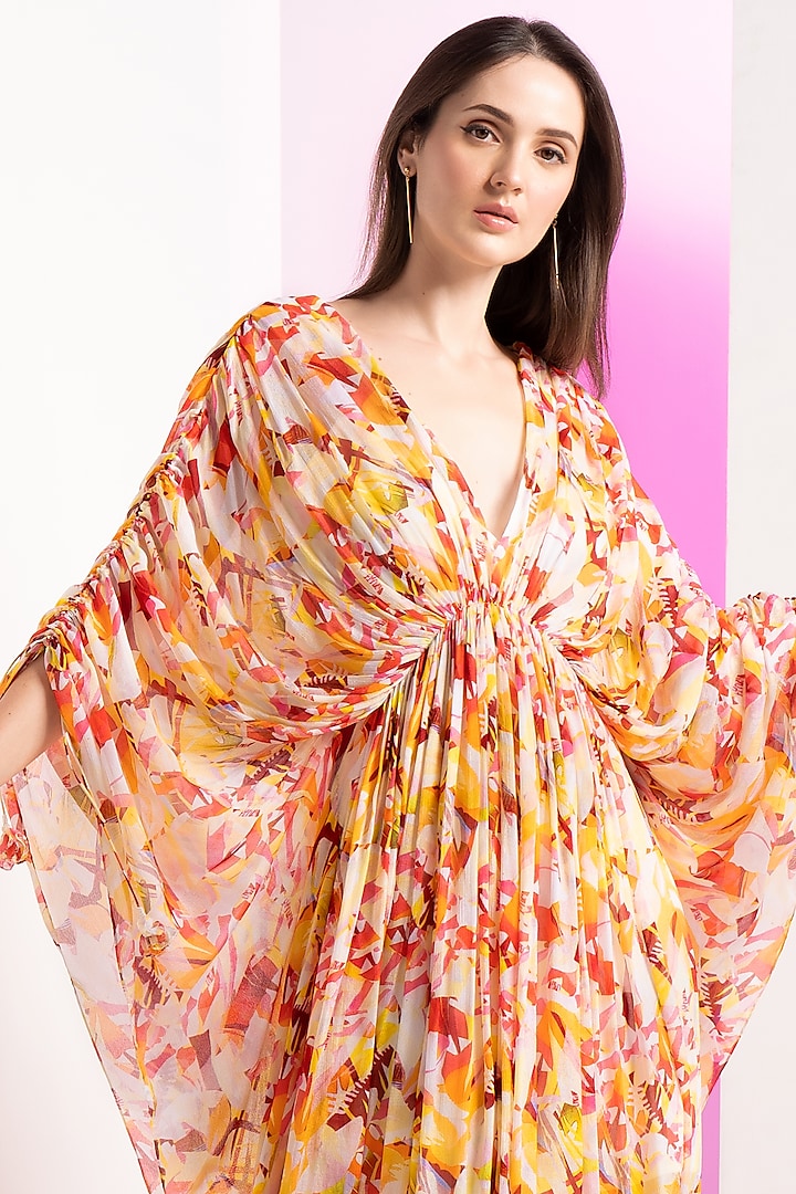 Yellow Chiffon Kaftan Dress by Mandira Wirk - Resort at Pernia's Pop Up Shop