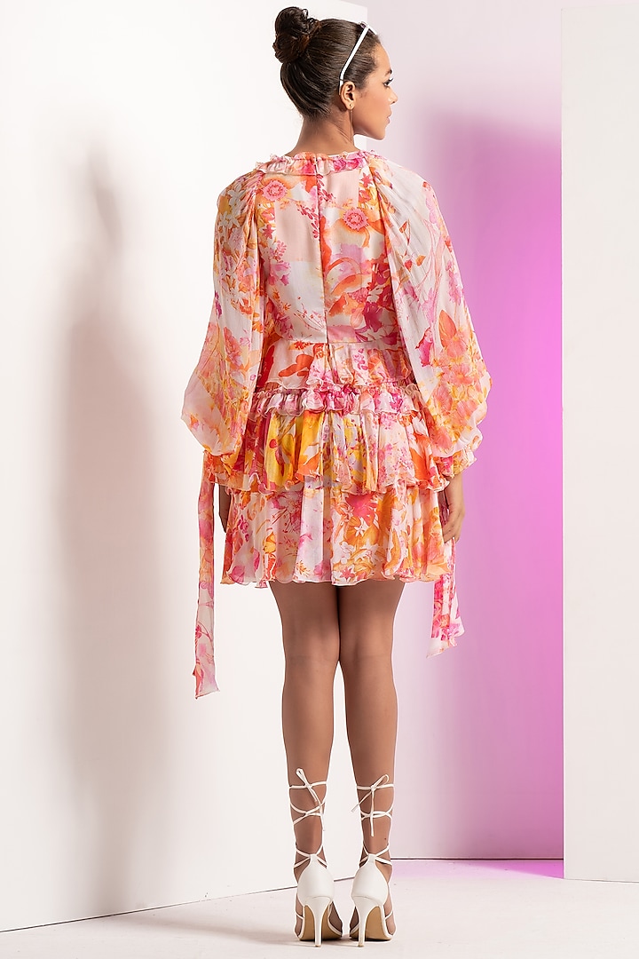 Red Chiffon Mini Tiered Vacation Dress by Mandira Wirk - Resort at Pernia's Pop Up Shop