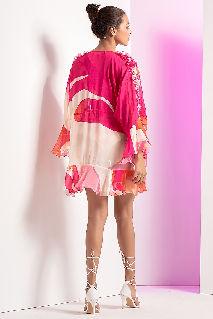 Pink Spandex Bodysuit With Cape by Mandira Wirk - Resort at Pernia's Pop Up Shop