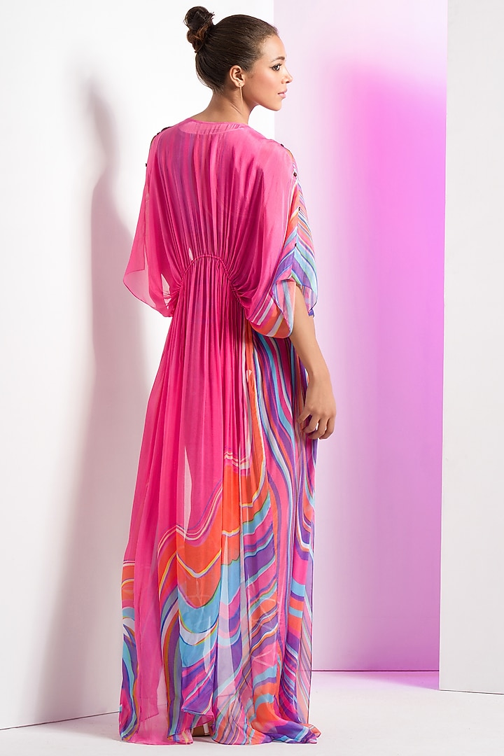 Pink Spandex Bodysuit With Cape by Mandira Wirk - Resort at Pernia's Pop Up Shop