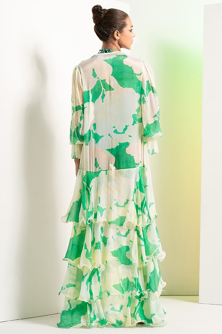 Green Spandex Bodysuit With Cape by Mandira Wirk - Resort at Pernia's Pop Up Shop