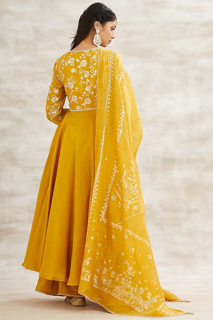 Mustard Sequins Embroidered Wedding Sharara Set by Mandira Wirk - Indian at Pernia's Pop Up Shop