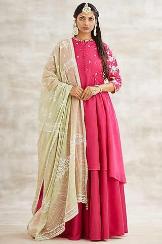 Fuchsia Embroidered Sharara Set by Mandira Wirk - Indian