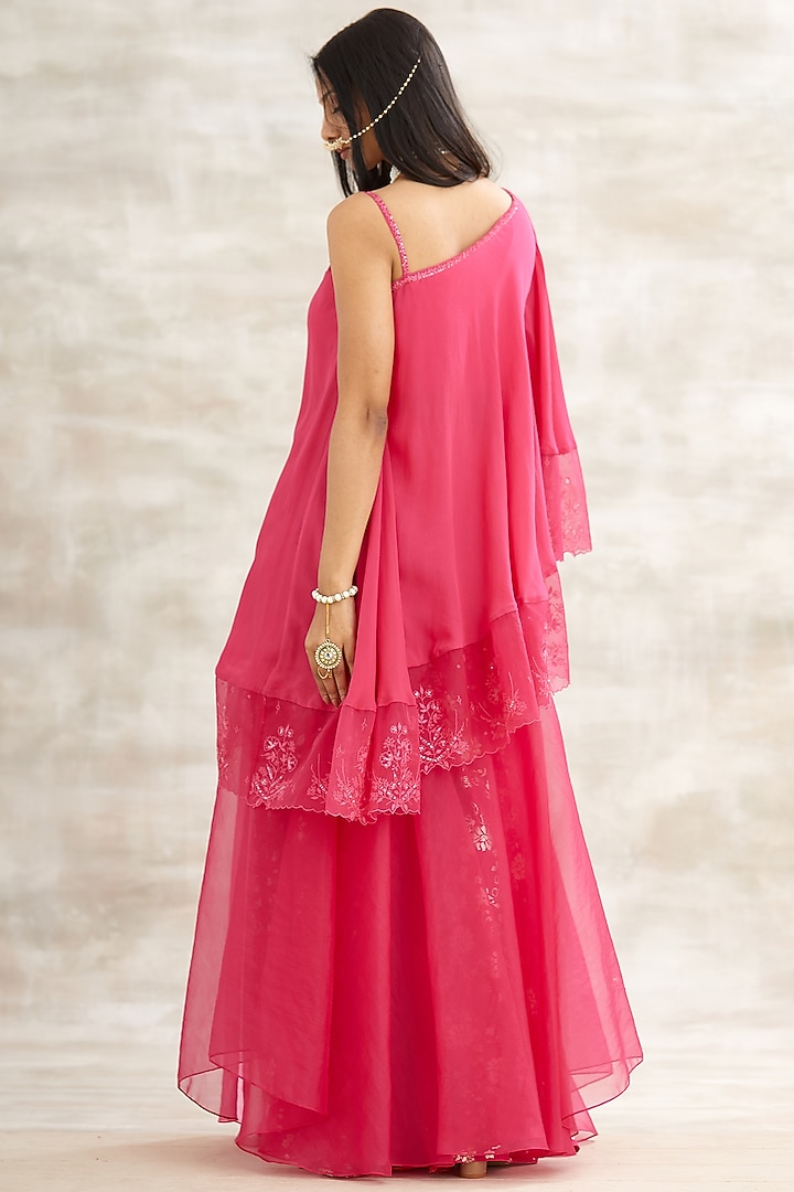 Fuchsia Sequins Embroidered Wedding Sharara Set by Mandira Wirk - Indian at Pernia's Pop Up Shop