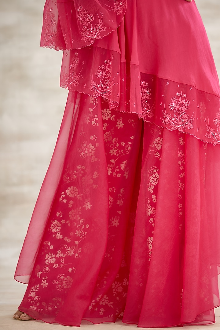 Fuchsia Sequins Embroidered Wedding Sharara Set by Mandira Wirk - Indian at Pernia's Pop Up Shop