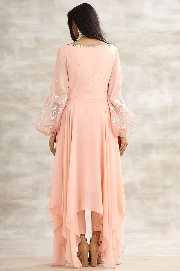 Peach Embroidered & Printed Tunic Set by Mandira Wirk - Indian at Pernia's Pop Up Shop