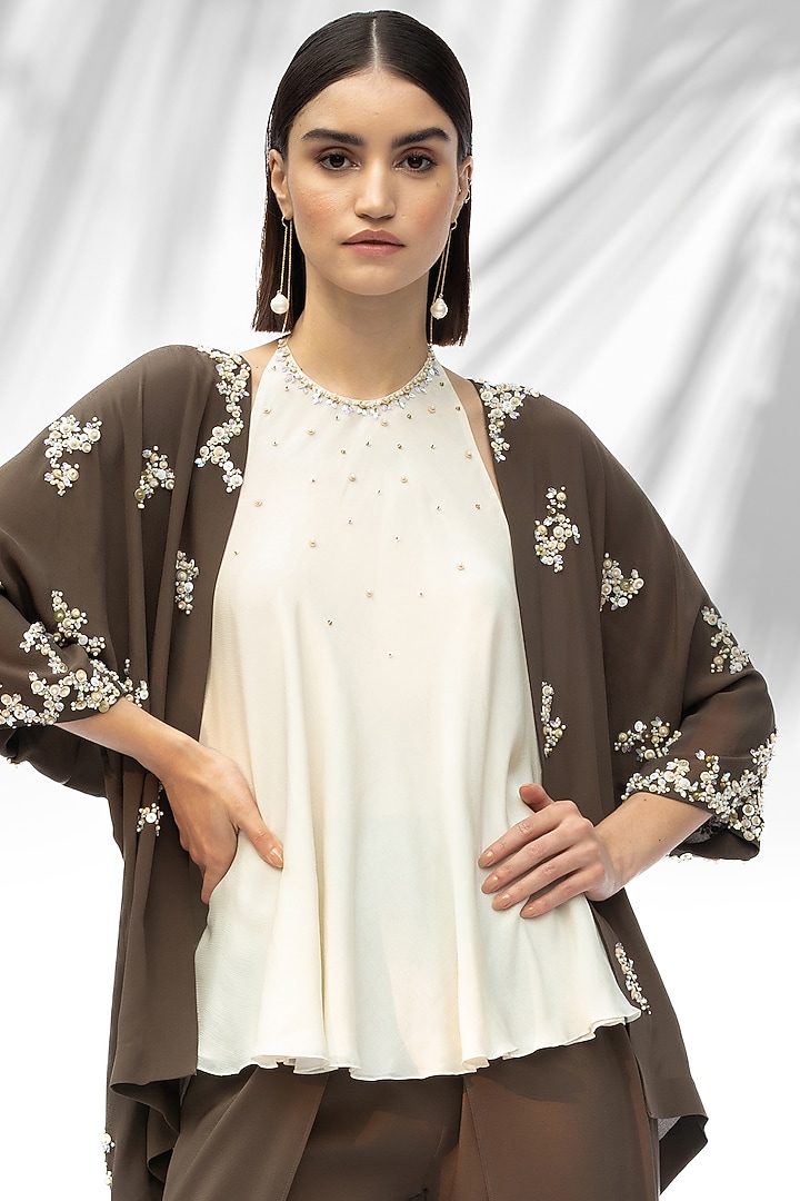 Moss Green Crepe Dhoti Set by Mandira Wirk - Indian at Pernia's Pop Up Shop