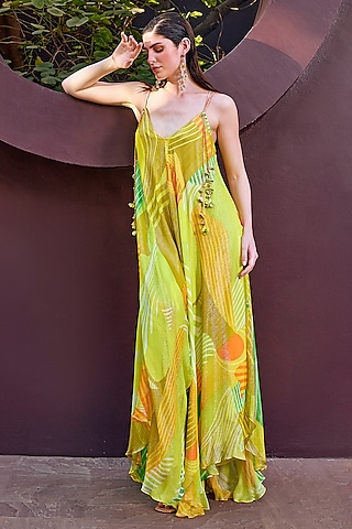 90s fashion dress Fashion Tie Shoulder Floral Print Maxi Dress – Beachsissi main image 0