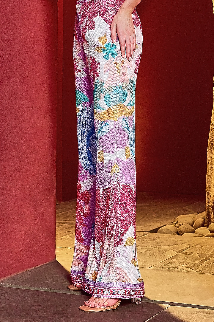 Multi-Colored Sequins Floral Printed One-Shoulder Jumpsuit by Mandira Wirk - Resort at Pernia's Pop Up Shop
