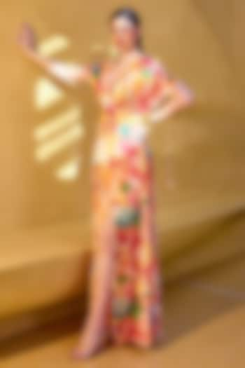 Multi-Colored Chiffon Printed Maxi Dress by Mandira Wirk at Pernia's Pop Up Shop