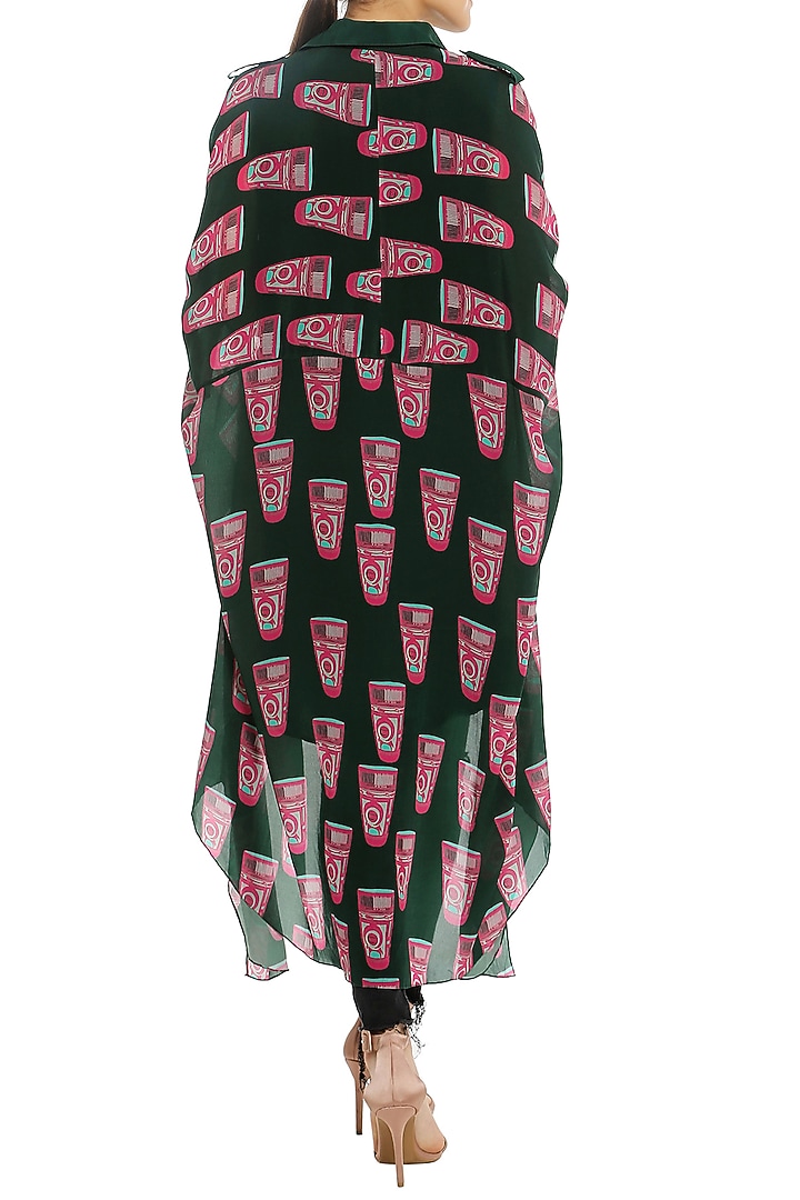 Green printed double layered shirt available only at Pernia's Pop Up Shop.