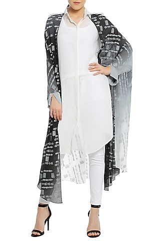 Black Ombre Printed Double Layered Shirt by Masaba