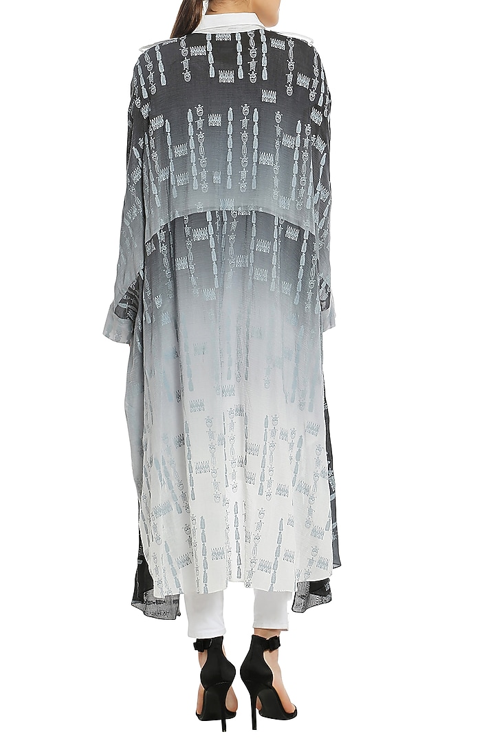Black ombre printed double layered shirt available only at Pernia's Pop Up Shop.