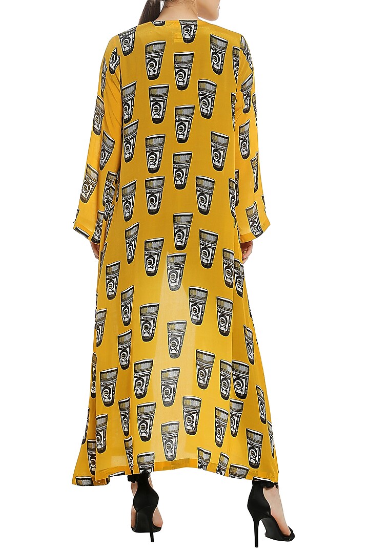 Yellow printed front open jacket available only at Pernia's Pop Up Shop.