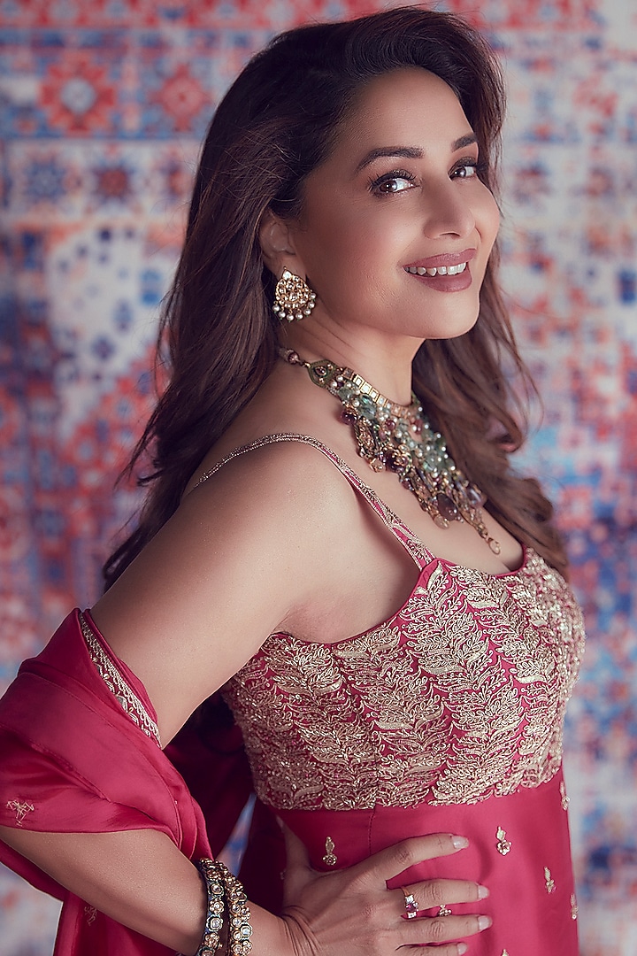 Fuchsia Pink Gota Embroidered Bridal Sharara Set by Punit Balana at Pernia's Pop Up Shop