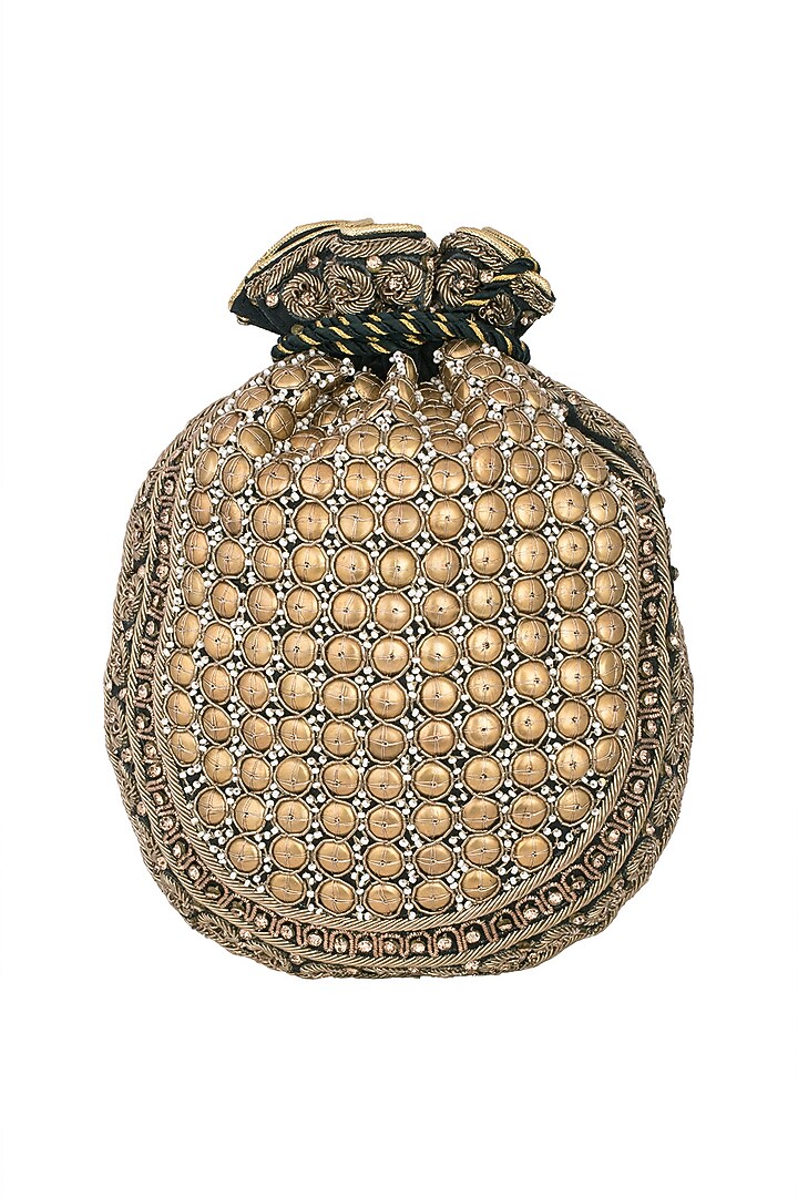 Antique Gold Embroidered Batwa Potli by Malaga at Pernia's Pop Up Shop