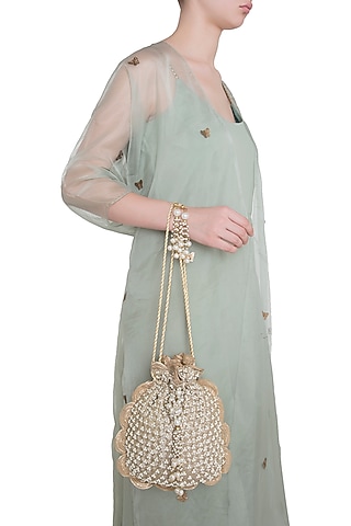 Gold Embroidered Batwa Potli by Malaga