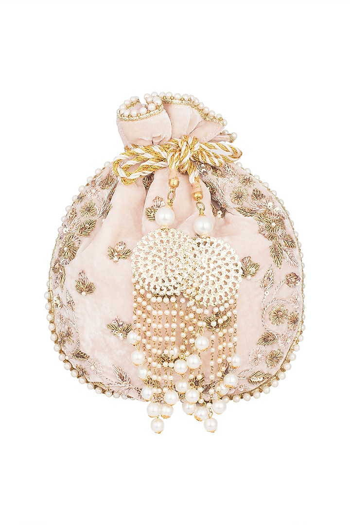 Rose Embroidered Velvet Batwa Potli by Malaga at Pernia's Pop Up Shop