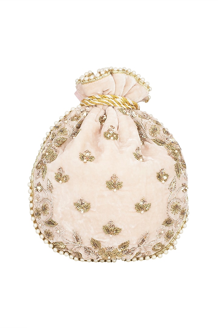 Rose Embroidered Velvet Batwa Potli by Malaga at Pernia's Pop Up Shop