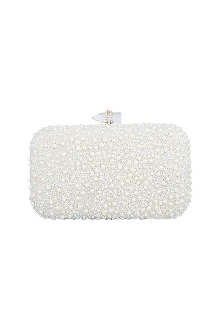 Ivory Embroidered Rectangular Clutch by Malaga at Pernia's Pop Up Shop