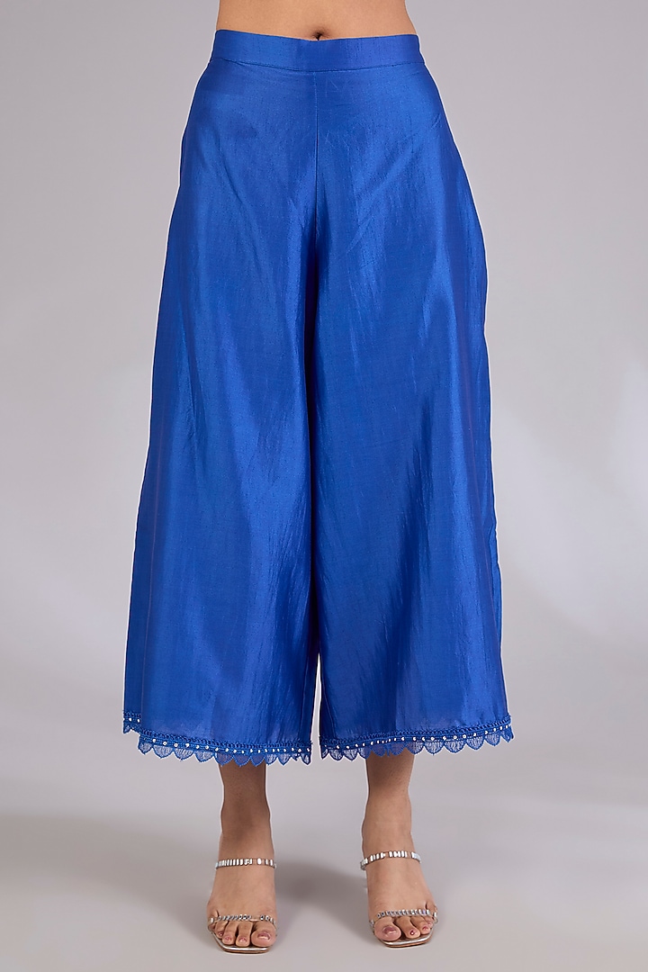 Indigo Chanderi Wedding Anarkali Set by Mandira Wirk - Indian at Pernia's Pop Up Shop