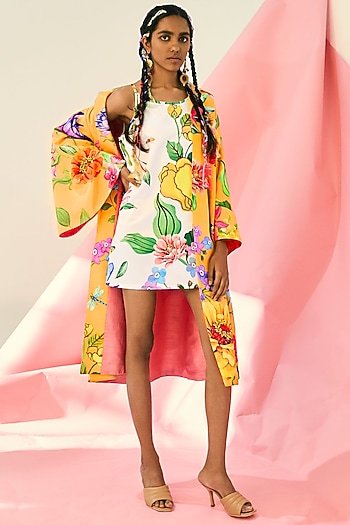 White Habutai Silk Mini Summer Dress by Limerick By Abirr N' Nanki at Pernia's Pop Up Shop